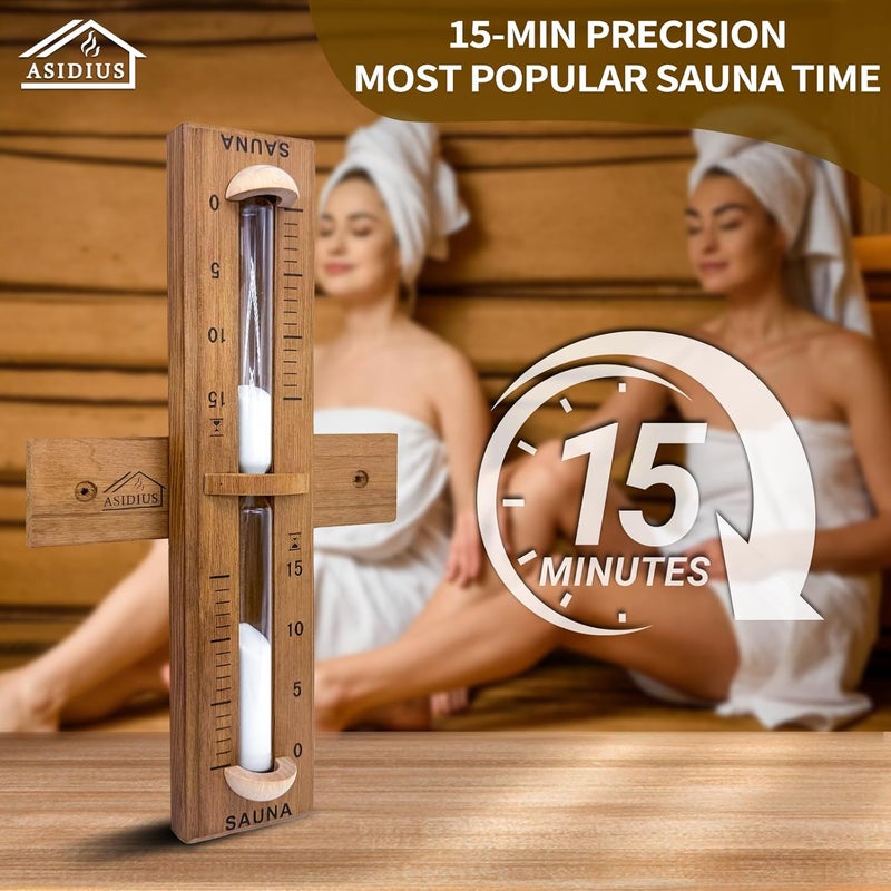 Asidius Red Cedar Sauna Timer, Wall-Mounted 360° Rotating 15 Minute Sand Timer, Sauna Accessories for Infrared Sauna, Home Sauna, Sauna Box - Image 4